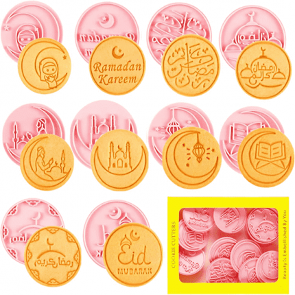 10Pcs Eid Mubarak & Ramadan Cookie Cutters- Muslim Biscuit Molds 3D Pattern